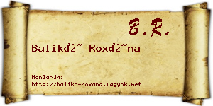 Balikó Roxána névjegykártya