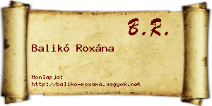 Balikó Roxána névjegykártya